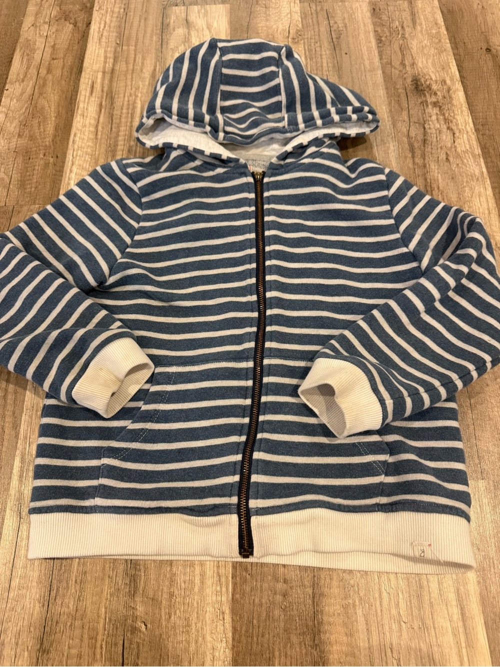 Striped Blue & White Boys Zip Hoodie